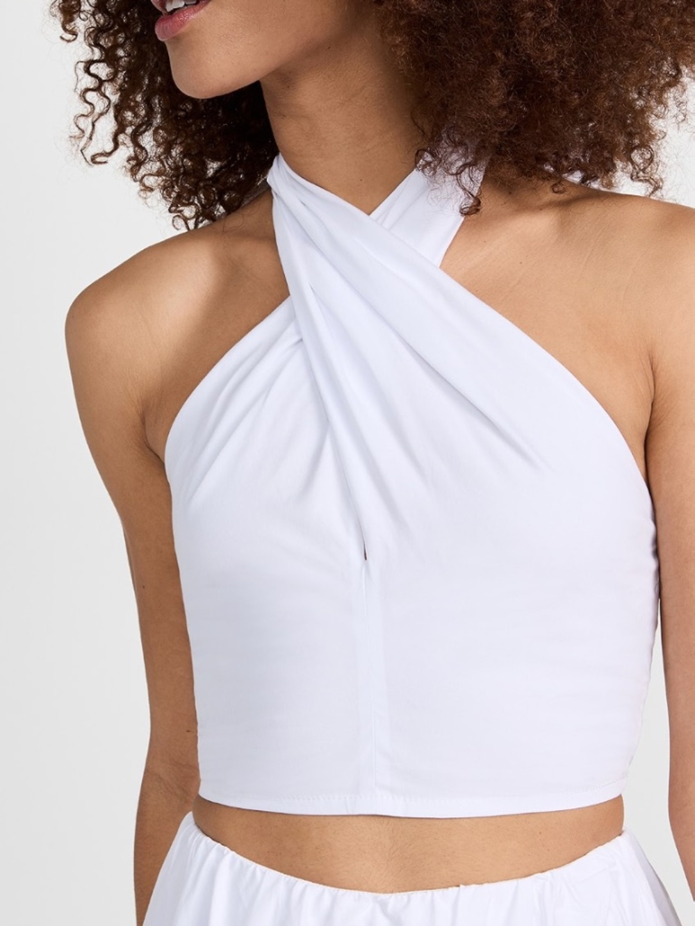 STAUD White Kai Halter Top Crop Tank Sz S